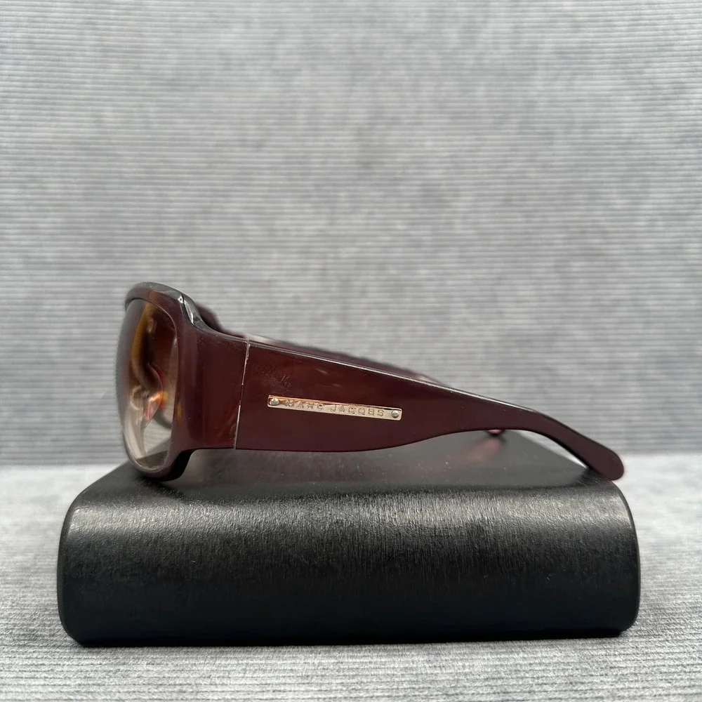 Marc Jacobs Burgundy Y2k Oversized Square Sunglasses Gold Logo MMJ 096/S